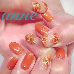 オレンジフラワーネイル